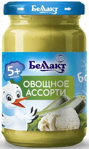 БЕЛЛАКТ Пюре "Овощное ассорти" брокколи, цвет. капусты, кабачка 170гр